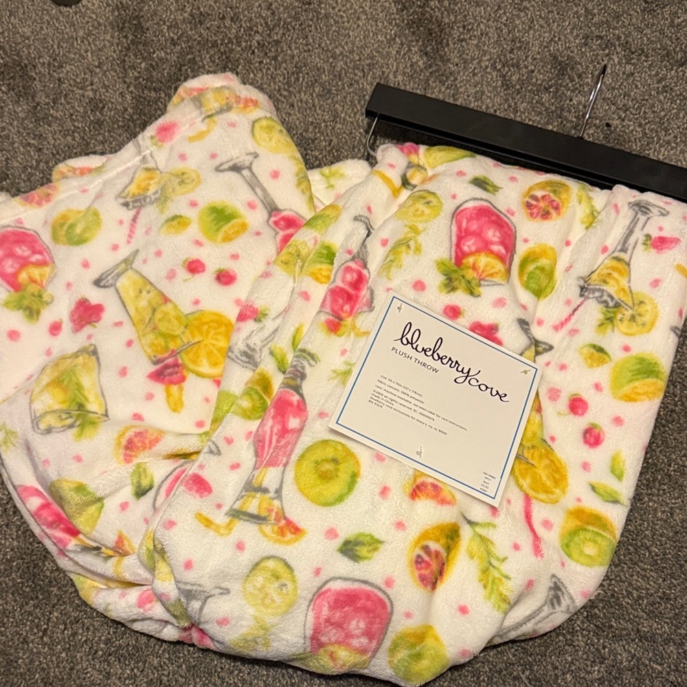 Blueberry Cove Happy Hour Fruit & Drink Print Blanket